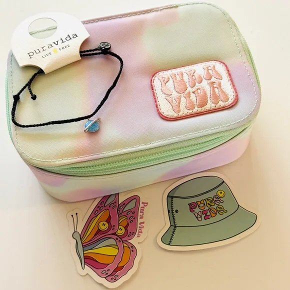 Pura Vida Watercokor Jewelry Case Set with gift bracelet and stickers - Picture 3 of 12